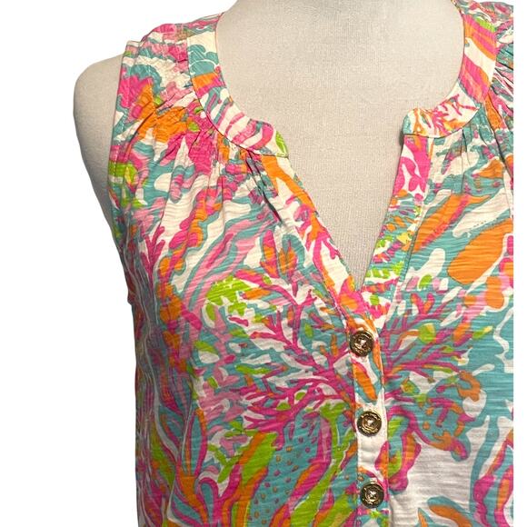 Lilly Pulitzer Essie Top Womens XS Scuba to Cuba Print Colorful Beachy Tank - Picture 3 of 8